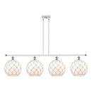 Farmhouse Rope Island Light shown in the White and Polished Chrome finish with a White Glass with White Rope shade