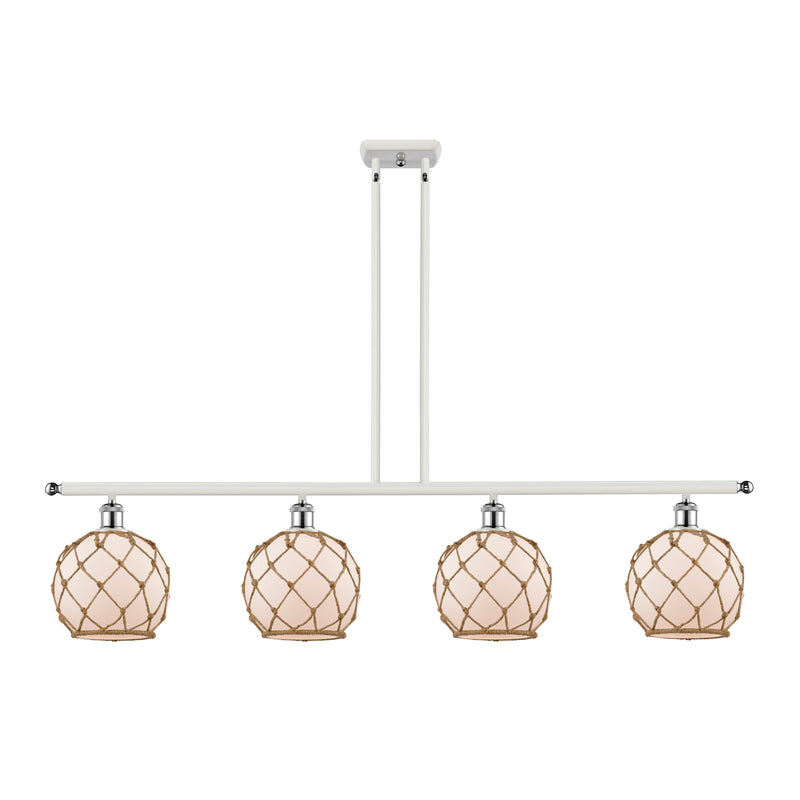 Farmhouse Rope Island Light shown in the White and Polished Chrome finish with a White Glass with Brown Rope shade