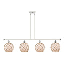 Farmhouse Rope Island Light shown in the White and Polished Chrome finish with a White Glass with Brown Rope shade