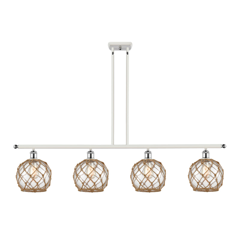 Farmhouse Rope Island Light shown in the White and Polished Chrome finish with a Clear Glass with Brown Rope shade