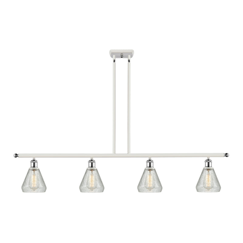 Conesus Island Light shown in the White and Polished Chrome finish with a Clear Crackle shade