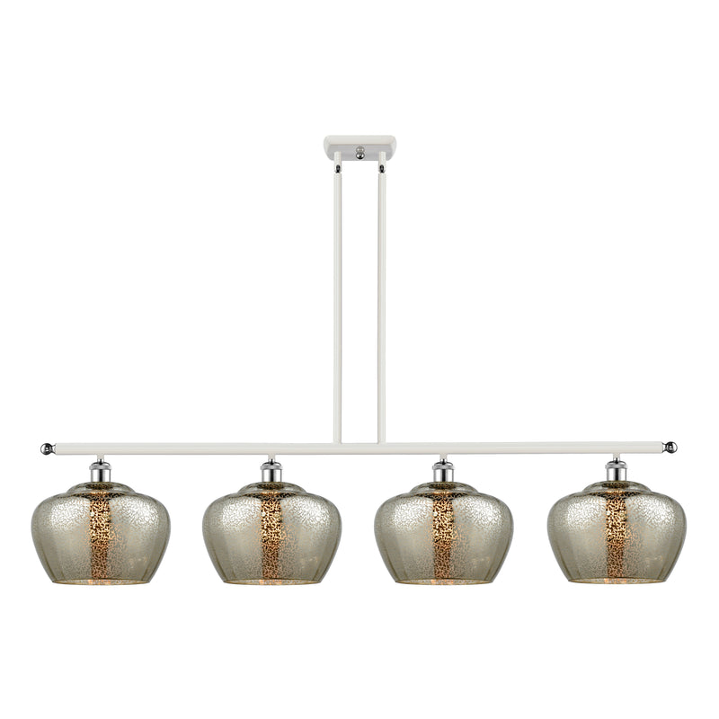 Fenton Island Light shown in the White and Polished Chrome finish with a Mercury shade