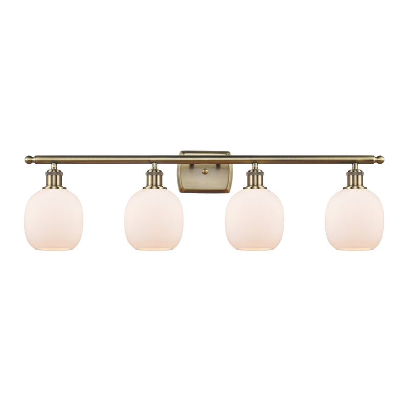 Belfast Bath Vanity Light shown in the Antique Brass finish with a Matte White shade