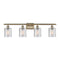Cobbleskill Bath Vanity Light shown in the Antique Brass finish with a Clear shade