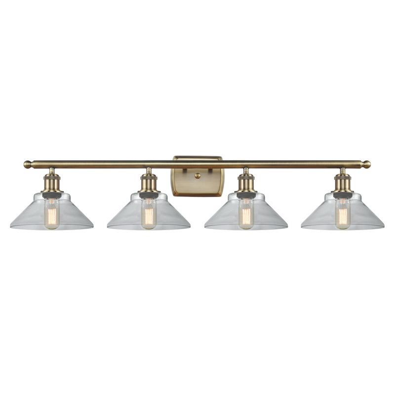 Orwell Bath Vanity Light shown in the Antique Brass finish with a Clear shade