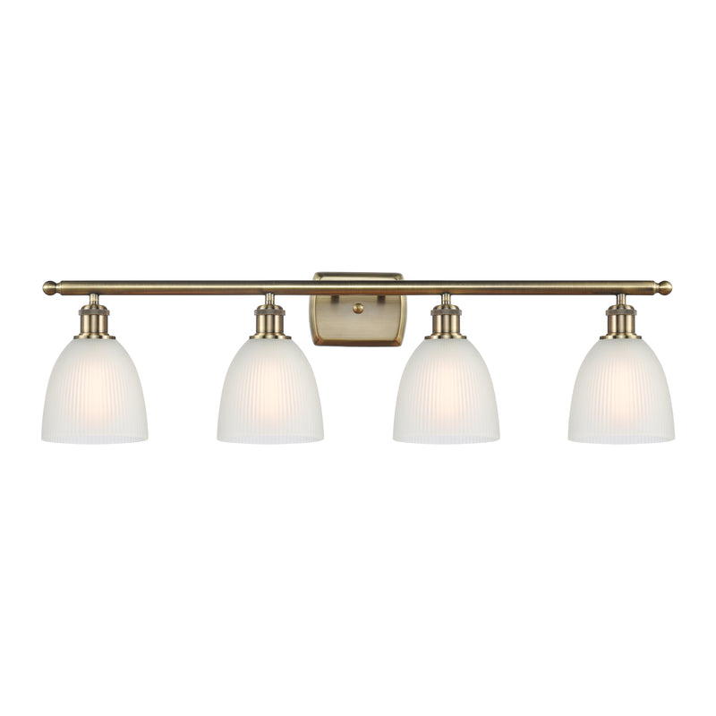 Castile Bath Vanity Light shown in the Antique Brass finish with a White shade