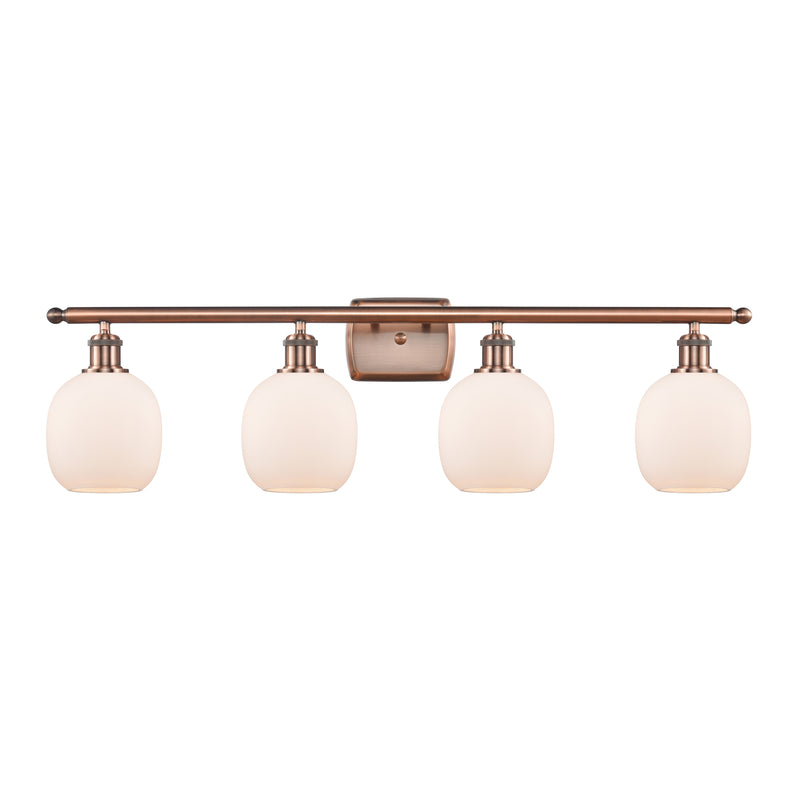 Belfast Bath Vanity Light shown in the Antique Copper finish with a Matte White shade