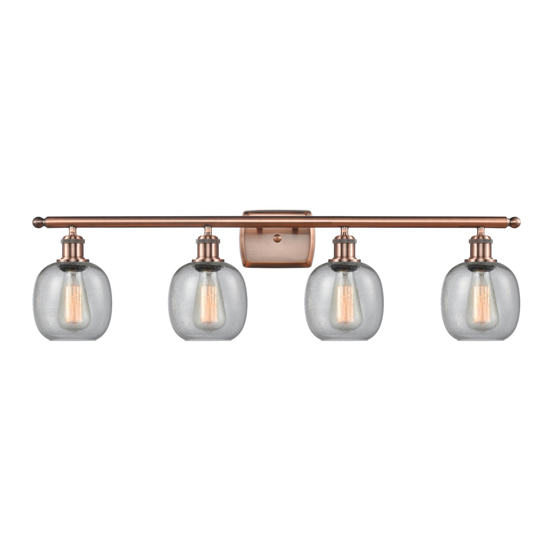 Belfast Bath Vanity Light shown in the Antique Copper finish with a Seedy shade