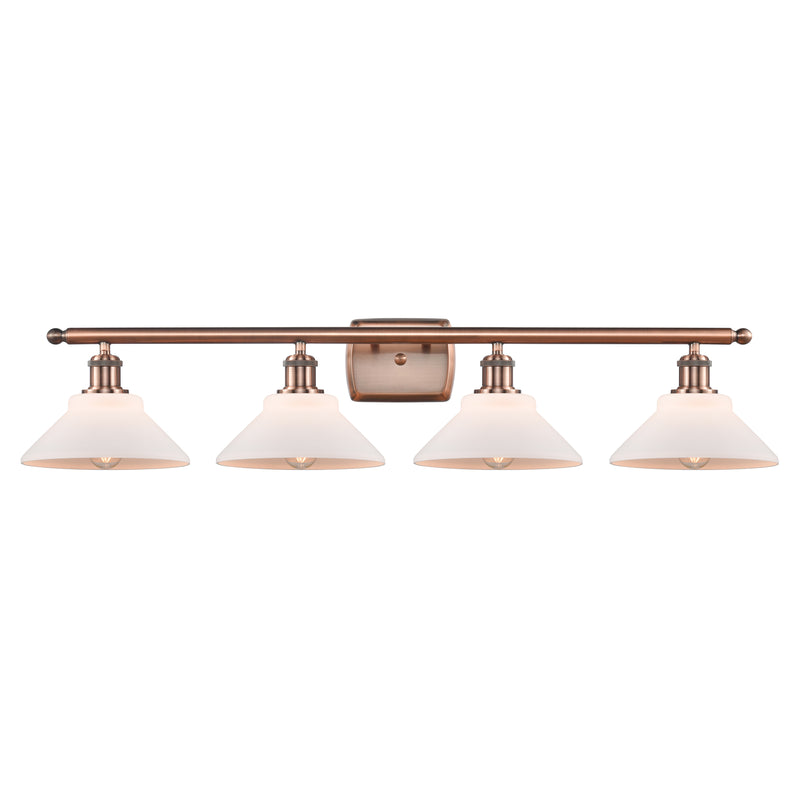 Orwell Bath Vanity Light shown in the Antique Copper finish with a Matte White shade