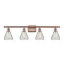 Conesus Bath Vanity Light shown in the Antique Copper finish with a Clear Crackle shade