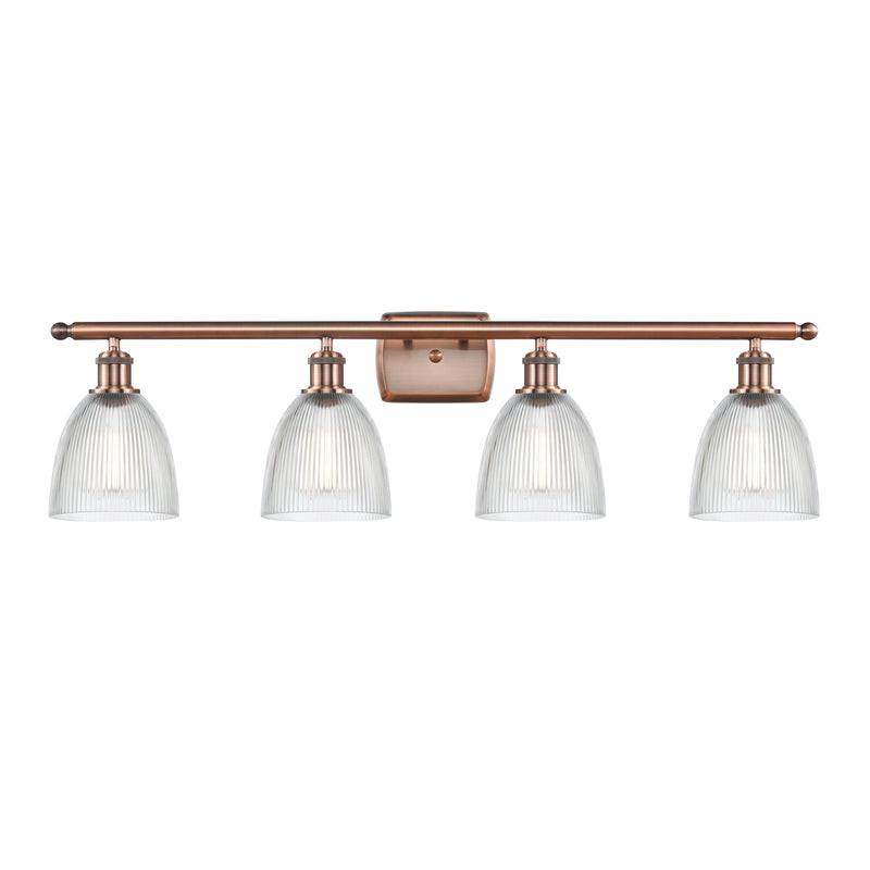 Castile Bath Vanity Light shown in the Antique Copper finish with a Clear shade