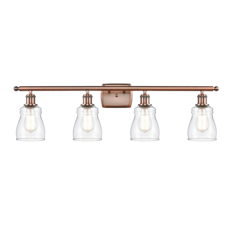 Ellery Bath Vanity Light shown in the Antique Copper finish with a Clear shade