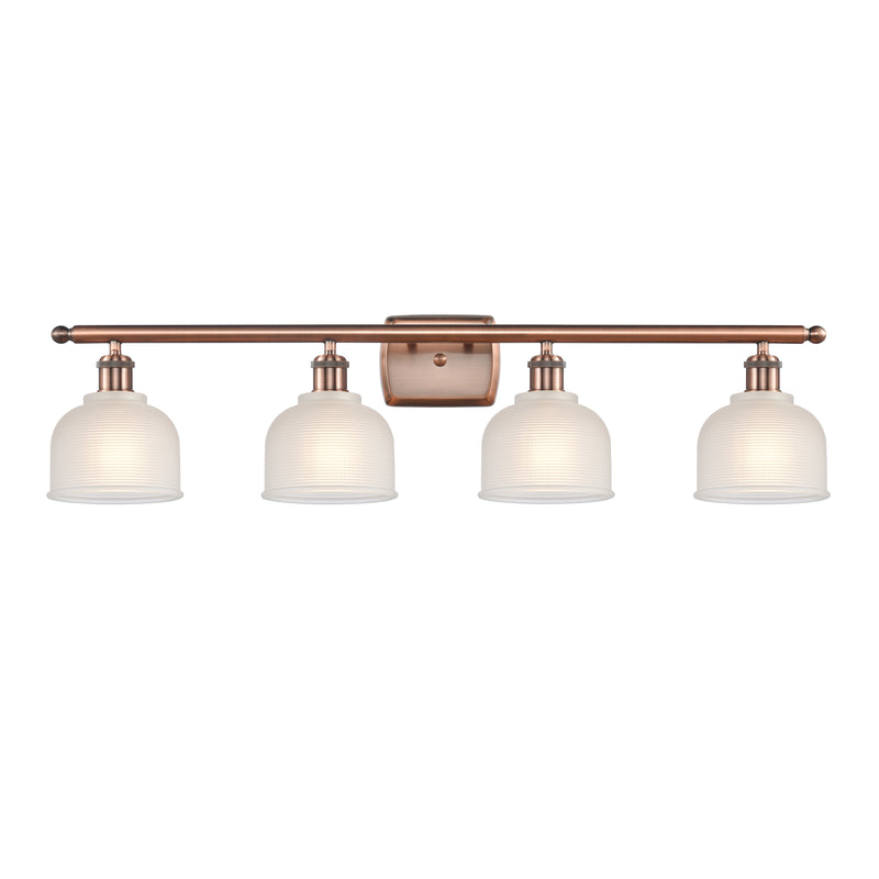 Dayton Bath Vanity Light shown in the Antique Copper finish with a White shade