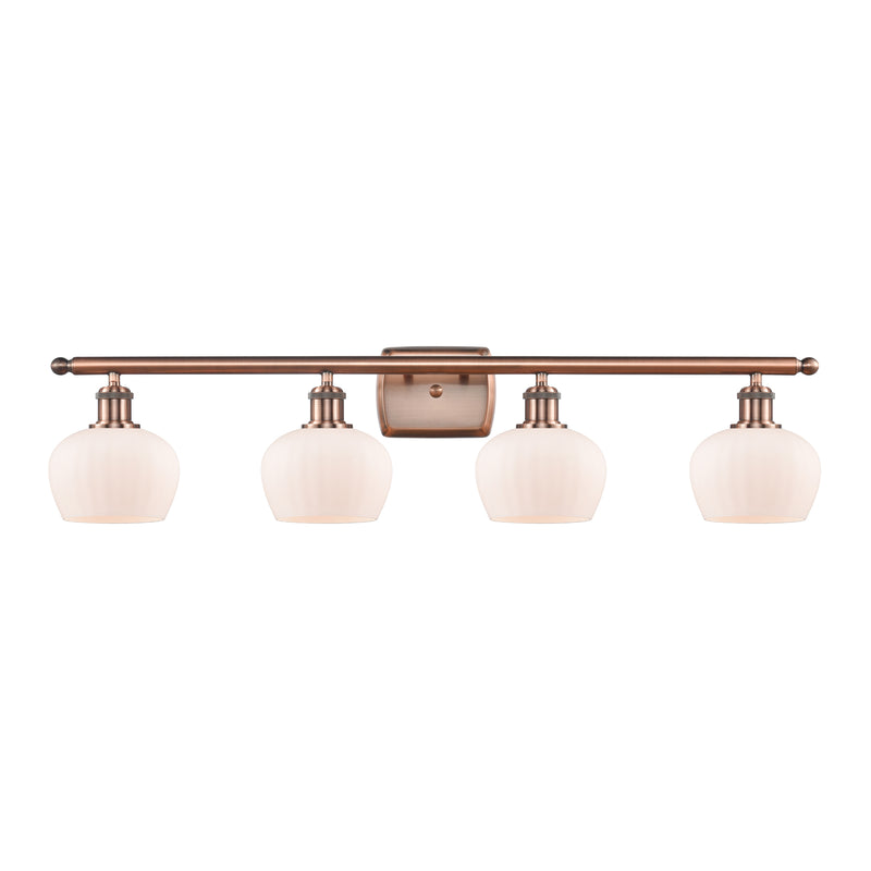 Fenton Bath Vanity Light shown in the Antique Copper finish with a Matte White shade