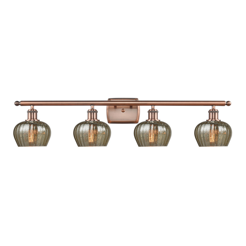 Fenton Bath Vanity Light shown in the Antique Copper finish with a Mercury shade