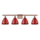 Plymouth Dome Bath Vanity Light shown in the Antique Copper finish with a Red shade