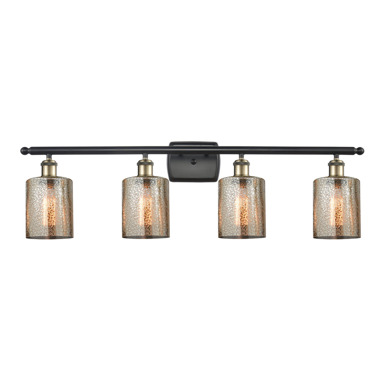 Cobbleskill Bath Vanity Light shown in the Black Antique Brass finish with a Mercury shade