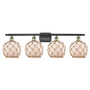 Farmhouse Rope Bath Vanity Light shown in the Black Antique Brass finish with a White Glass with Brown Rope shade