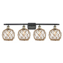 Farmhouse Rope Bath Vanity Light shown in the Black Antique Brass finish with a Clear Glass with Brown Rope shade