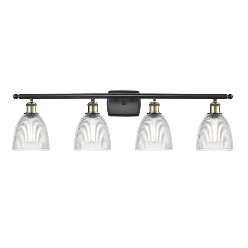 Castile Bath Vanity Light shown in the Black Antique Brass finish with a Clear shade