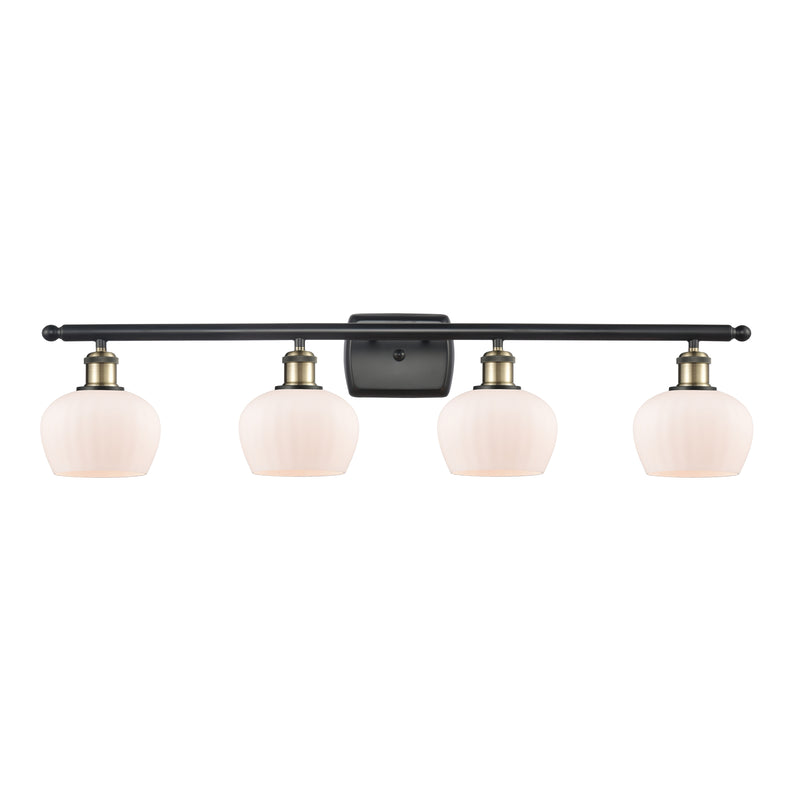 Fenton Bath Vanity Light shown in the Black Antique Brass finish with a Matte White shade