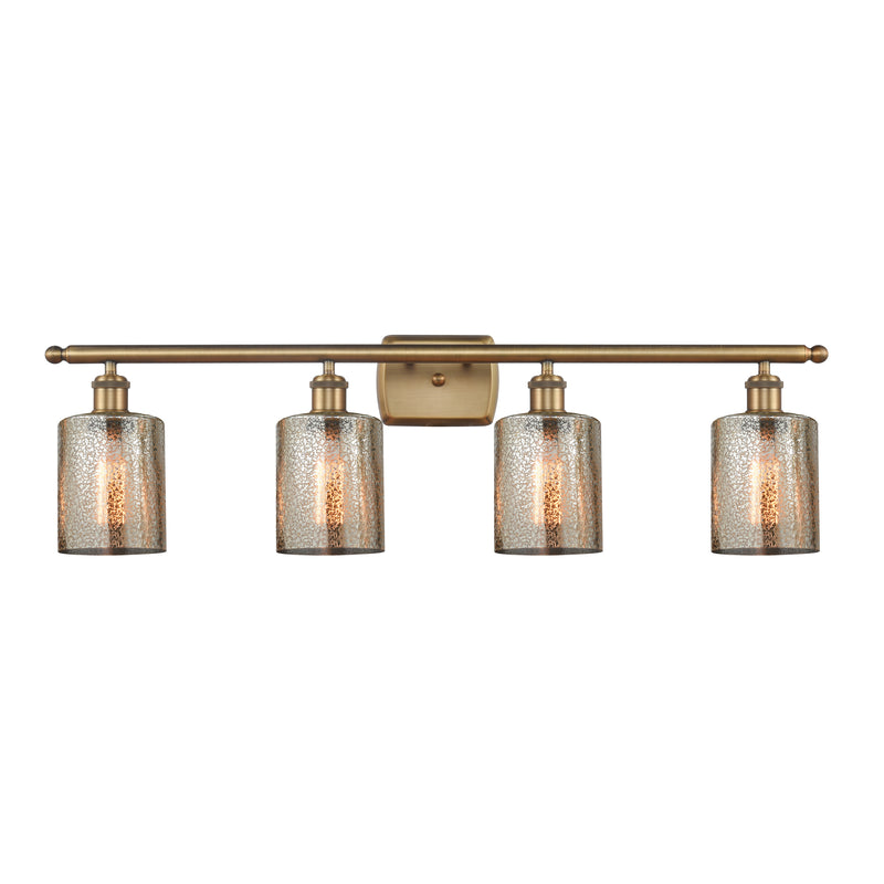 Cobbleskill Bath Vanity Light shown in the Brushed Brass finish with a Mercury shade