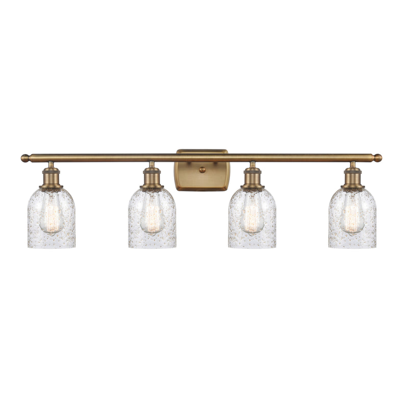 Caledonia Bath Vanity Light shown in the Brushed Brass finish with a Mica shade