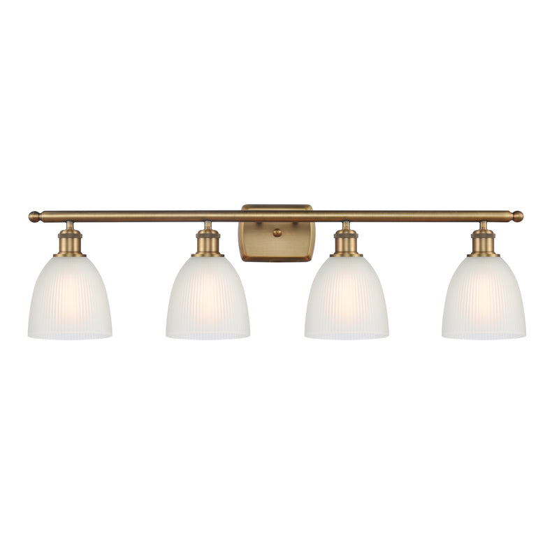 Castile Bath Vanity Light shown in the Brushed Brass finish with a White shade