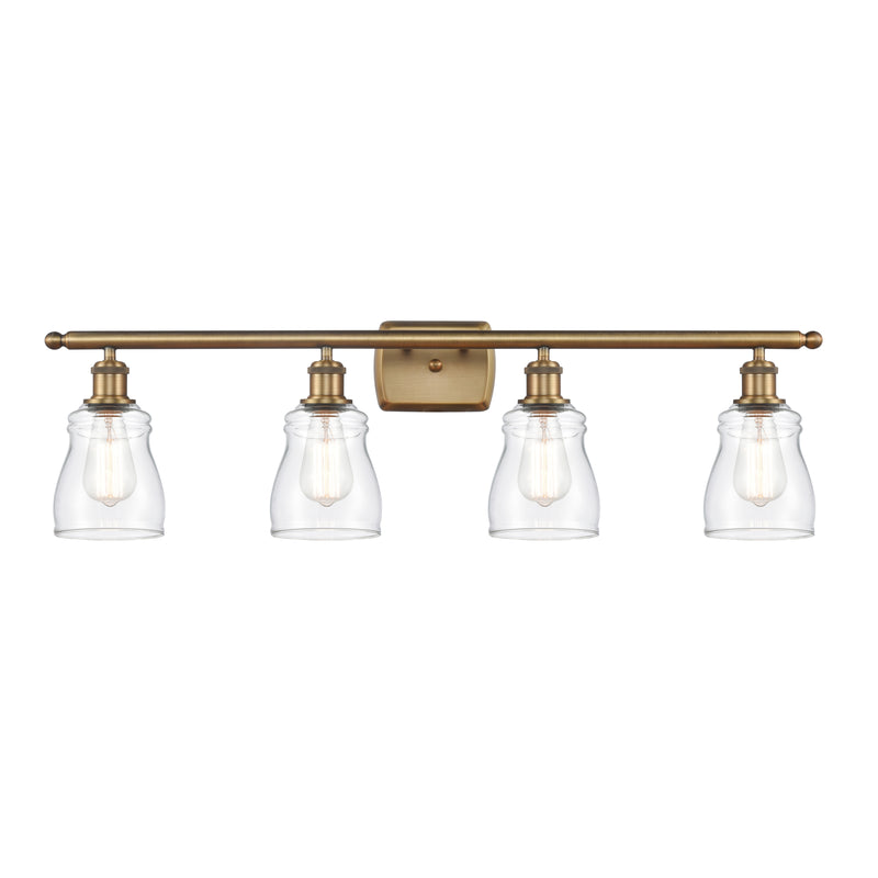 Ellery Bath Vanity Light shown in the Brushed Brass finish with a Clear shade