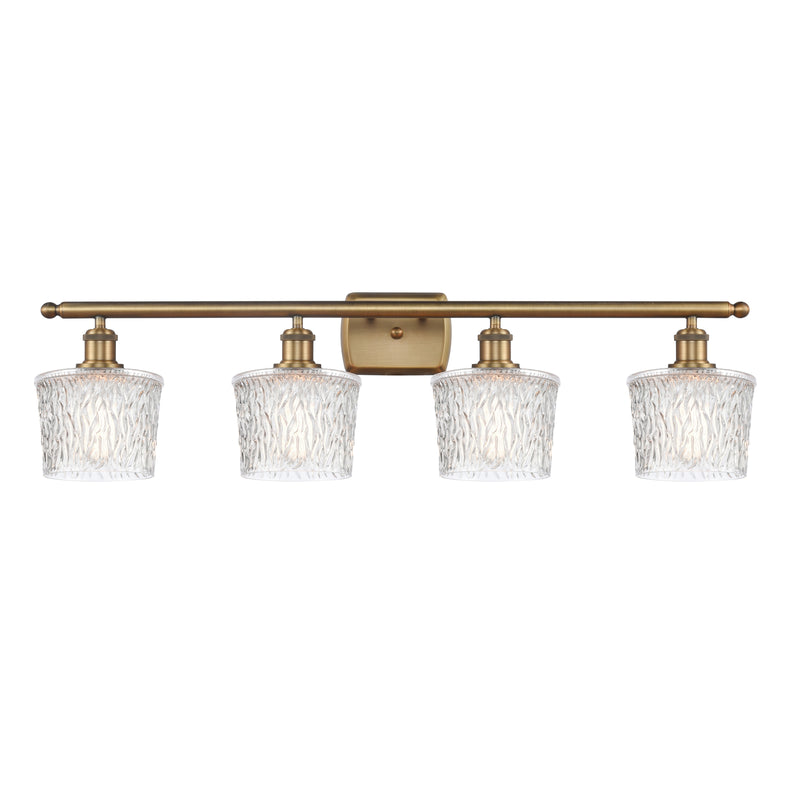 Niagra Bath Vanity Light shown in the Brushed Brass finish with a Clear shade