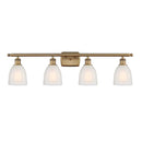 Brookfield Bath Vanity Light shown in the Brushed Brass finish with a White shade