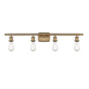 Bare Bulb Bath Vanity Light shown in the Brushed Brass finish