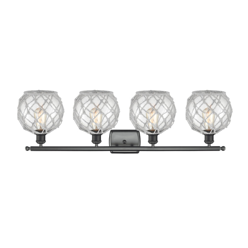 Innovations Lighting Farmhouse Rope 4 Light Bath Vanity Light Part Of The Ballston Collection 516-4W-BK-G122-8RW-LED