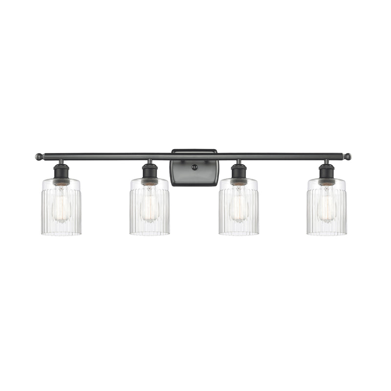 Hadley Bath Vanity Light shown in the Matte Black finish with a Clear shade