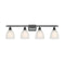 Castile Bath Vanity Light shown in the Matte Black finish with a White shade