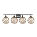 Farmhouse Rope Bath Vanity Light shown in the Oil Rubbed Bronze finish with a Clear Glass with Brown Rope shade