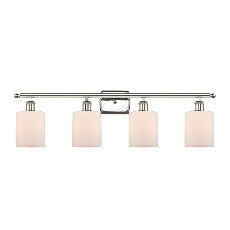 Cobbleskill Bath Vanity Light shown in the Polished Nickel finish with a Matte White shade