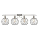 Farmhouse Rope Bath Vanity Light shown in the Polished Nickel finish with a Clear Glass with White Rope shade