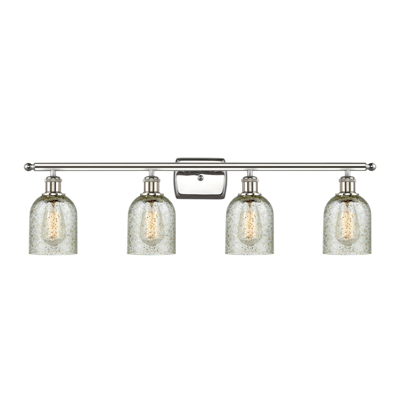 Caledonia Bath Vanity Light shown in the Polished Nickel finish with a Mica shade