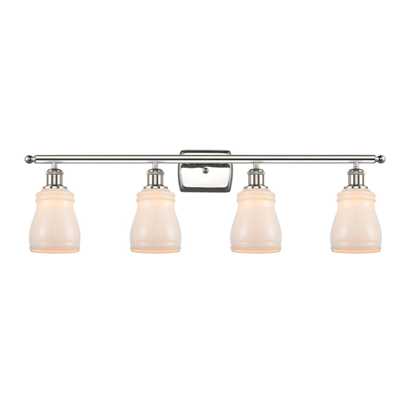 Ellery Bath Vanity Light shown in the Polished Nickel finish with a White shade