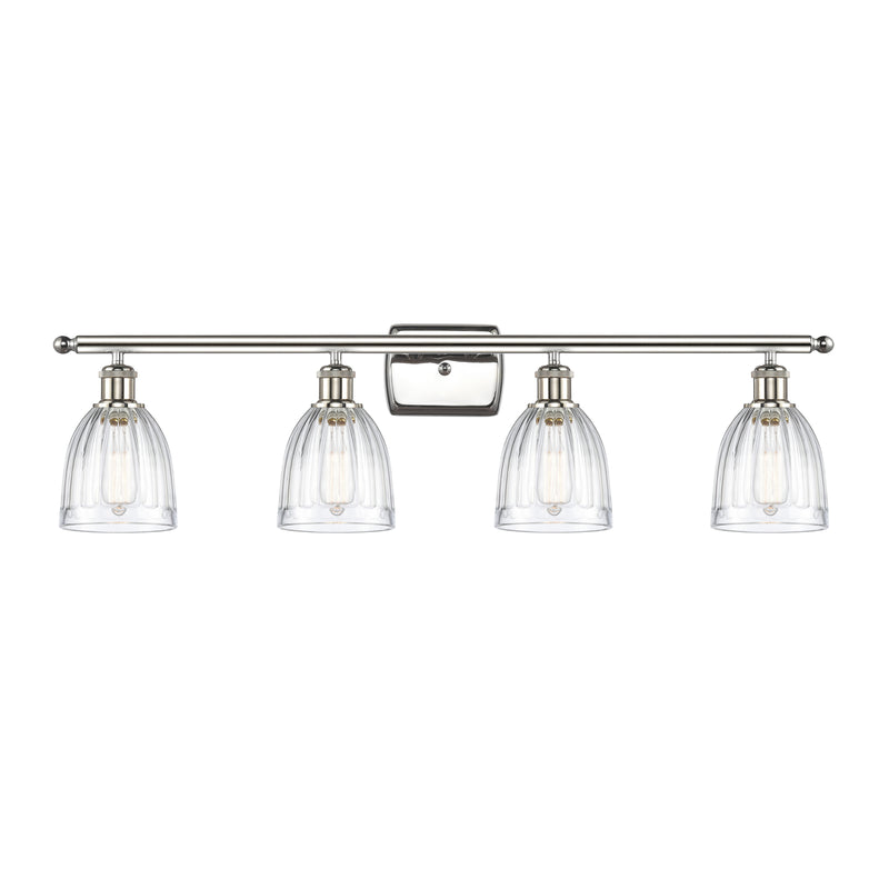 Brookfield Bath Vanity Light shown in the Polished Nickel finish with a Clear shade
