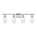 Clymer Bath Vanity Light shown in the Polished Nickel finish with a Clear shade