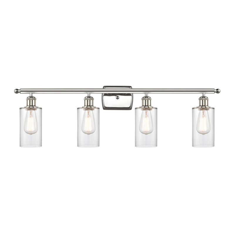 Clymer Bath Vanity Light shown in the Polished Nickel finish with a Clear shade