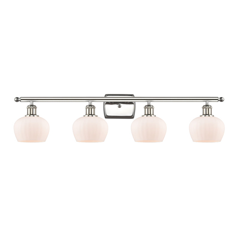 Fenton Bath Vanity Light shown in the Polished Nickel finish with a Matte White shade