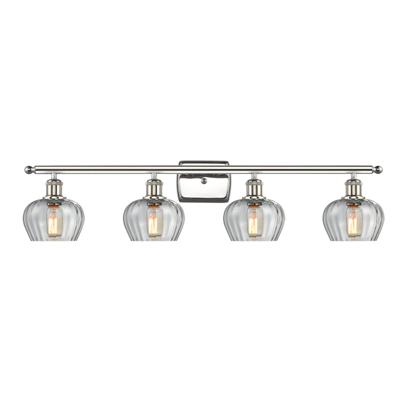 Fenton Bath Vanity Light shown in the Polished Nickel finish with a Clear shade