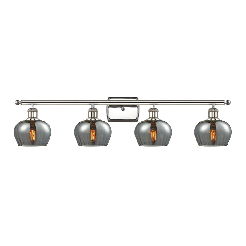 Fenton Bath Vanity Light shown in the Polished Nickel finish with a Plated Smoke shade