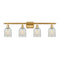 Caledonia Bath Vanity Light shown in the Satin Gold finish with a Mouchette shade