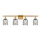 Caledonia Bath Vanity Light shown in the Satin Gold finish with a Charcoal shade