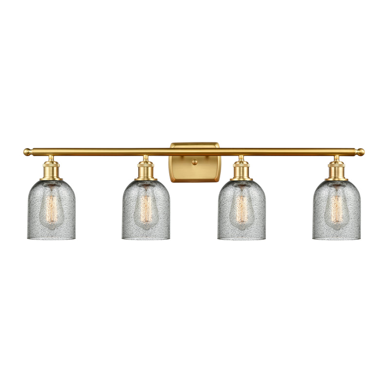 Caledonia Bath Vanity Light shown in the Satin Gold finish with a Charcoal shade