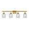 Caledonia Bath Vanity Light shown in the Satin Gold finish with a Mica shade